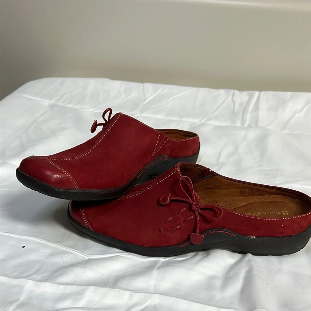 Naturalizer Red Suede Loafers with Square Toe - Picture 5 of 6